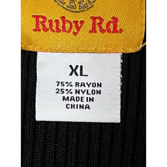 Ruby Rd Jeweled Tank Top XL Black Ribbed Boho Hippie Indie Retro Preppy Classic - Picture 5 of 9